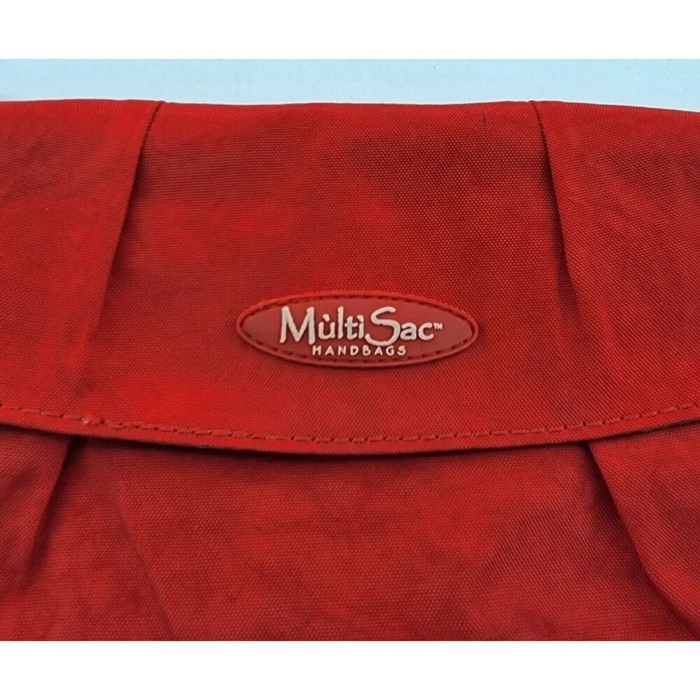 Multi Sac‎ Mini Wristlet Clutch Wallet Purse Red/Tan 100% Nylon 9
